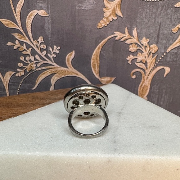 Vintage Heavy Estate Silver Ring with Gemstone Lot D25 - Picture 8 of 11